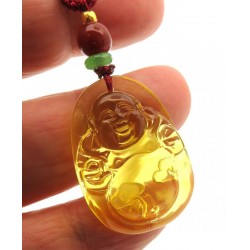 Amber Carved Buddha Pendant 03